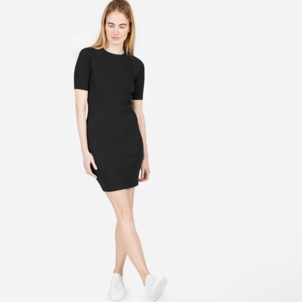 NEW without tag Everlane Ribbed Short Sleeve Knit NAVY Dress